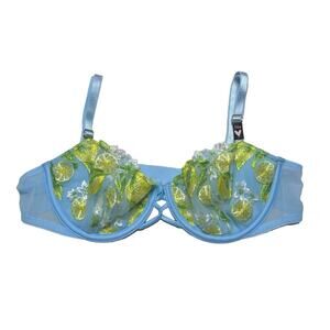 Victoria's Secret Lemon Grove Embroidered Push-Up Without Padding Bra Size 34B